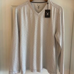 Nicoby- V-Neck long sleeve- textured white/grey- XL